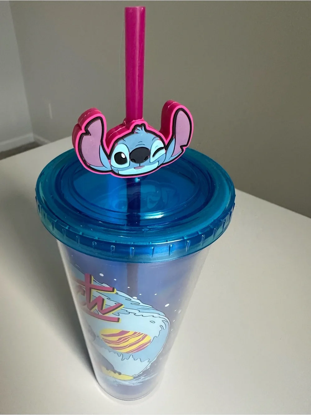 Disney Stitch Tumbler Cup 24oz Stitch Topper Straw Silver Buffalo Lilo & Stitch